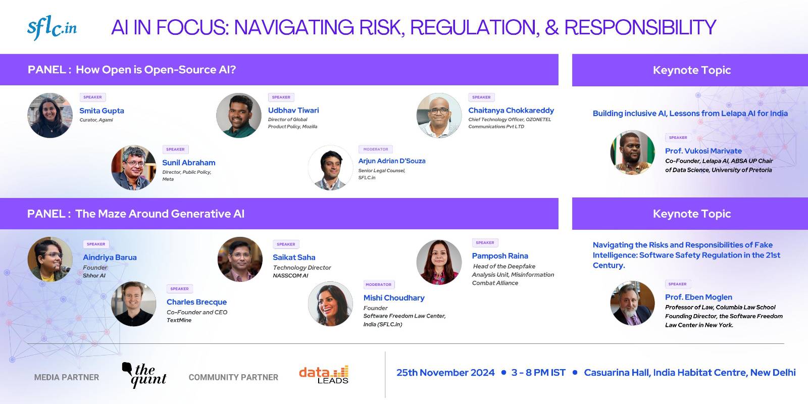 SFLC.in organised “AI in Focus: Navigating Risk, Regulation and Responsibility”