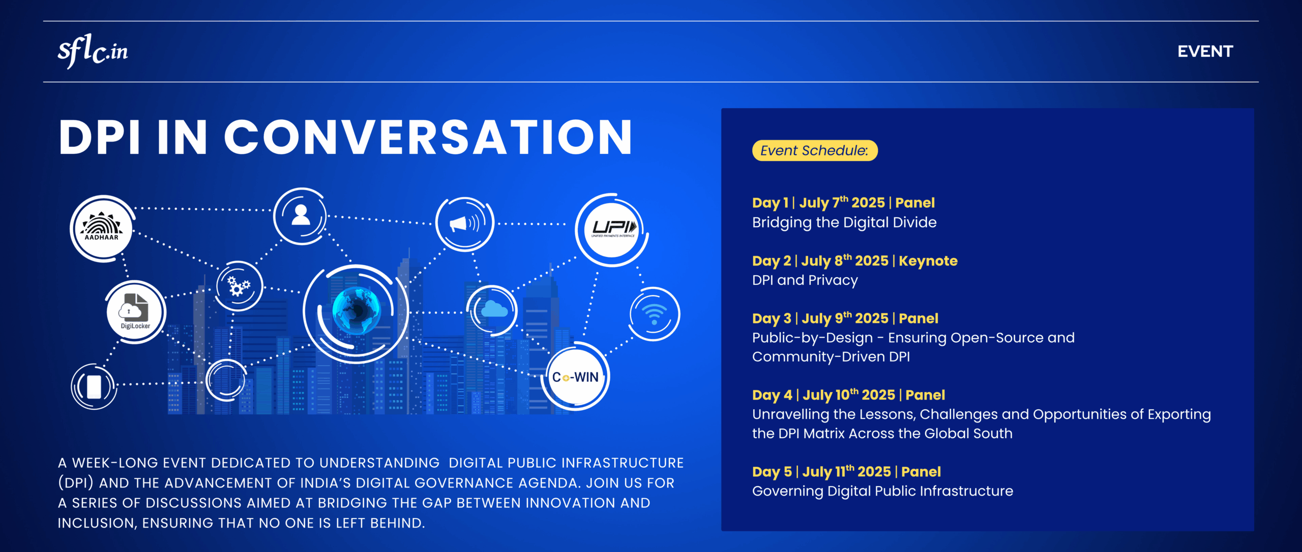SFLC.in hosted a week-long event, “DPI in Conversation”